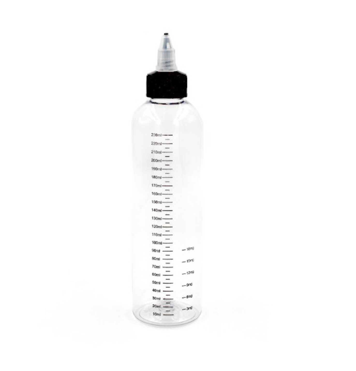 250 ml - Fiole Twist graduée bouchon doseur Transparente